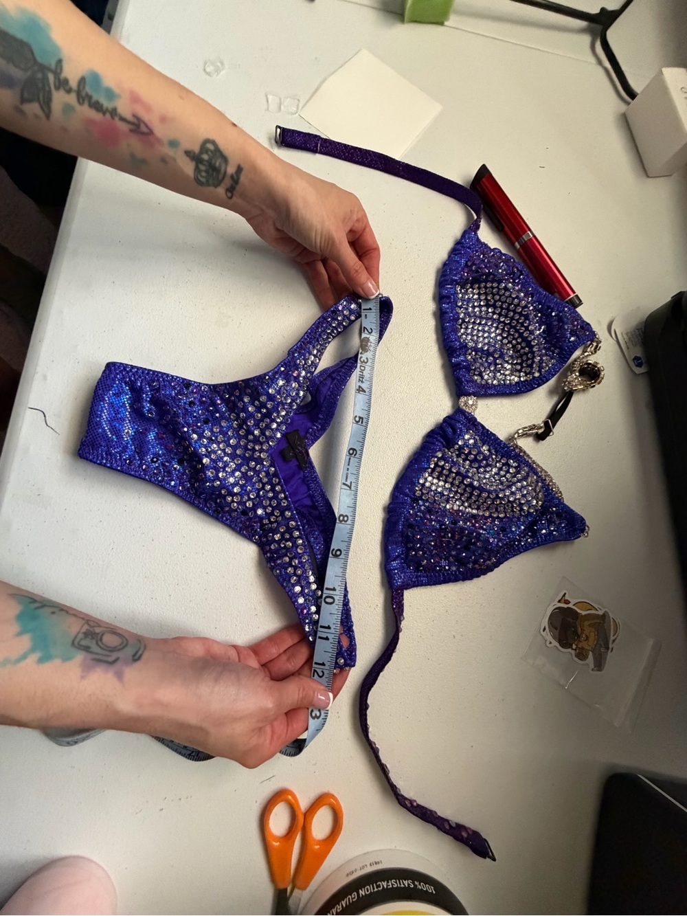 Hot Pink Rhinestone Bikini Set - Picture 4 of 7